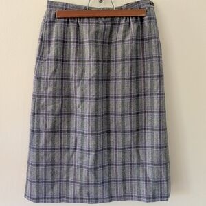 Pendleton VINTAGE Grey Plaid Midi Skirt with Lavender Accents